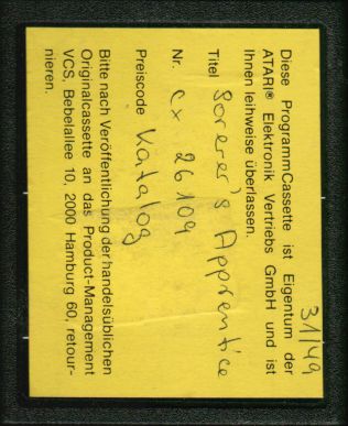 Lab Loaner Cartridge / Prototyp-Modul Nr. 31 von 49 von Atari Deutschland